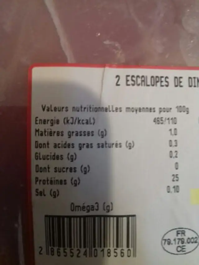 Dinde élevage respectueux nutrition facts table