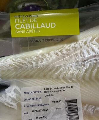 Filet de cabillaud sans arêtes