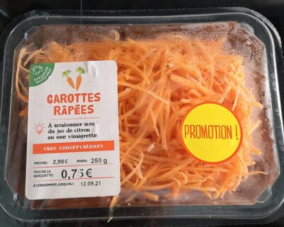 Carottes râpées front packaging