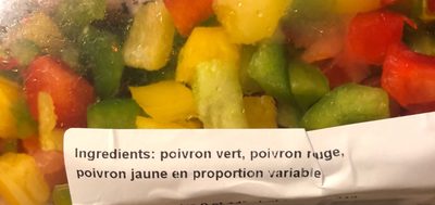 Trio de poivron ingredients label