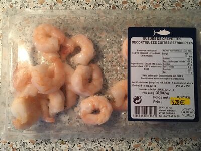 Queues de crevettes décortiquées cuites réfrigérées