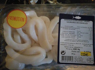 Anneaux d'encornets geant saumures décongelés