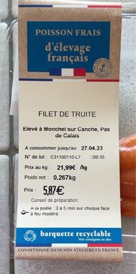 Filet de truite front packaging