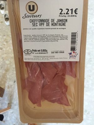 Chiffonnade de jambon sec vpf de montagne