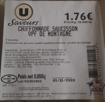 Chiffonnade de saucisson front packaging