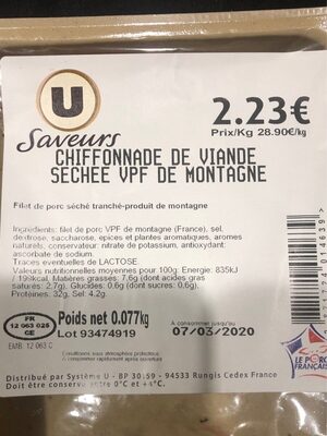 Chiffonade de viande sechée