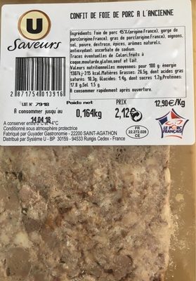 Confit de foie de porc à l'ancienne front packaging