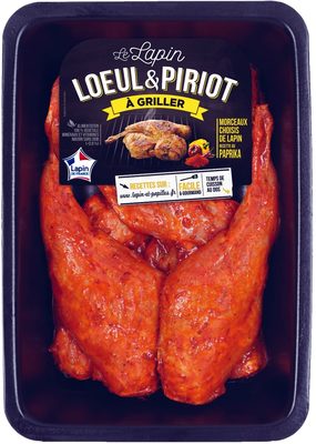 Lapin entier découpé sans foie au paprika : 2 demi-avants, 3 râbles découpés, 2 cuisses