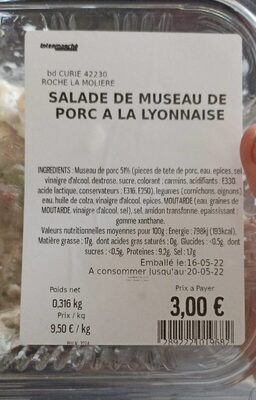 Salade de museau de porc à la Lyonnaise front packaging