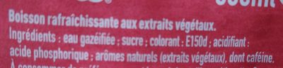 Coca cola bouteille ingredients label