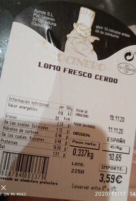 LOMO FRESCO CERDO front packaging