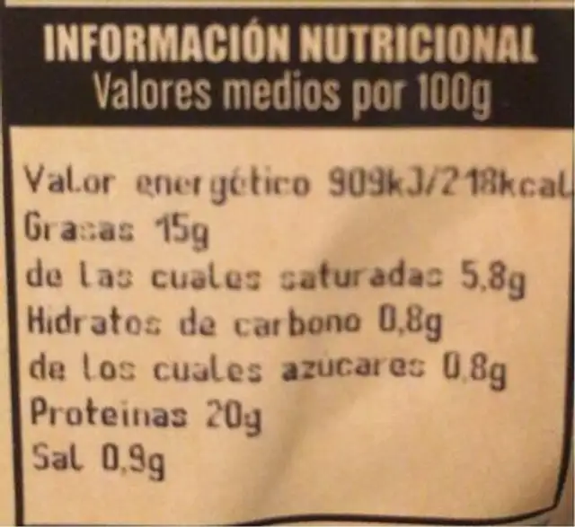 Ecocarne hamburguesas de ternera nutrition facts table
