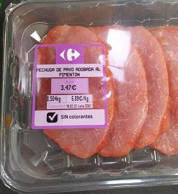 Pechuga de pavo adobada al pimentón front packaging