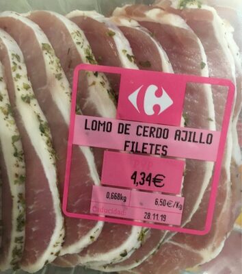 Lomo de cerdo ajillo filetes front packaging
