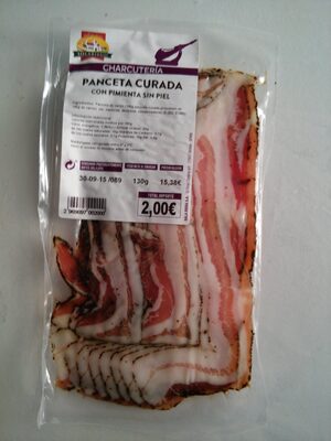 Panceta curada con pimienta sin piel front packaging