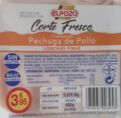 Fiambre de pechuga de pollo