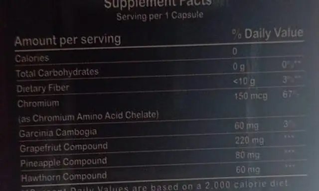 Dhbukk nutrition facts table