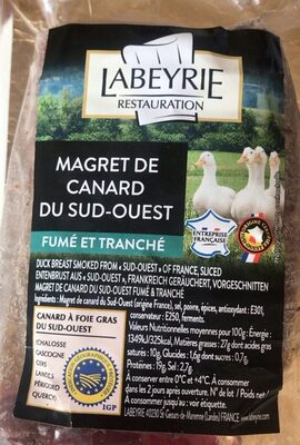Magret de canard fumé et tranché front packaging