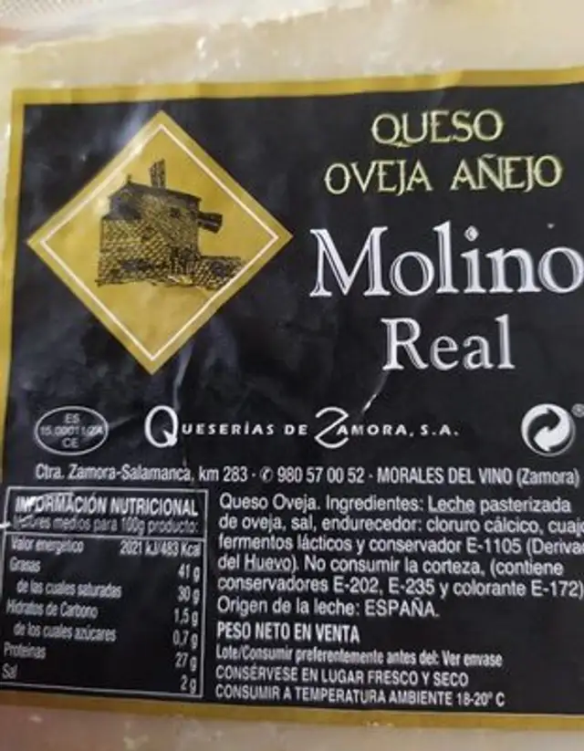 Molino Real Queso de Oveja nutrition facts table