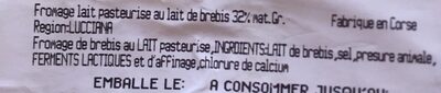 Fromage de brebis ingredients label