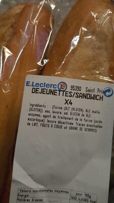 Déjeunettes/sandwich front packaging