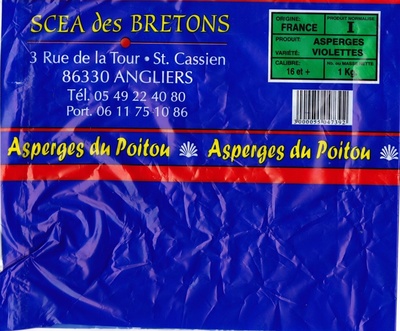 Asperges du Poitou variété : violettes calibre : 16 et +