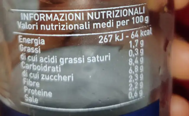 salsa pronta pelato di Puglia maggiorana e pepe rosa nutrition facts table