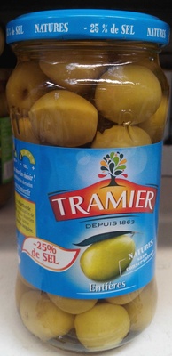 Olives vertes entières -25% de sel