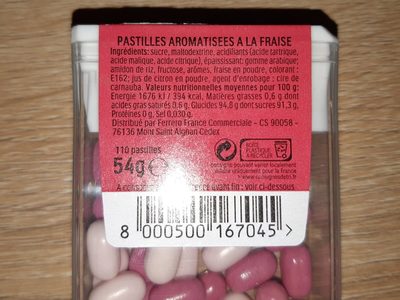 Bonbons tic tac goûts duo de fraises 2x54g ingredients label