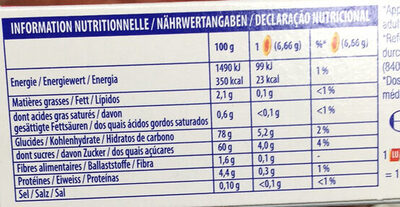 Lulu La Barquette Abricot nutrition facts table