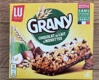 LU - Grany Milk Chocolate & Hazelnuts Cereal Bar x6, 125g (4.5oz)