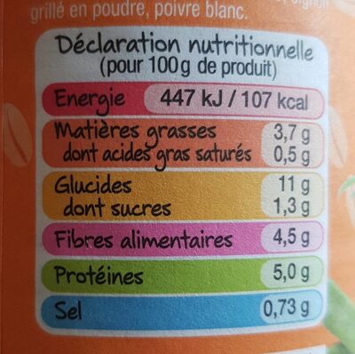 Légumes & Céréales : Légumes verts,épeautre & graines de courge nutrition facts table