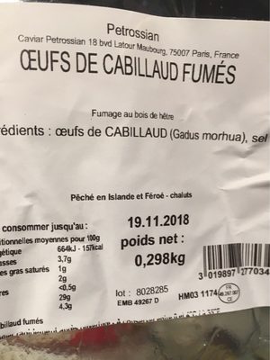 Oeufs de cabillaud fumés