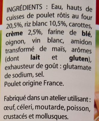Le Poulet Rôti au Riz Cuisiné ingredients label