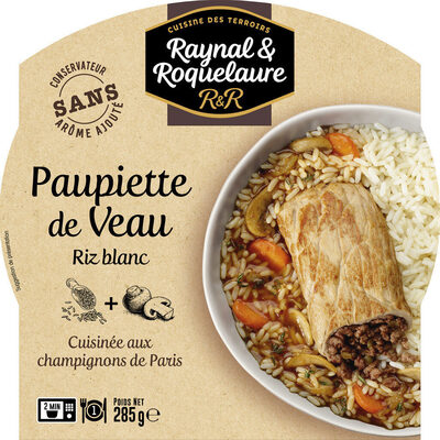 Paupiette de Veau, sauce aux champignons et Riz