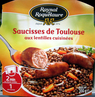 Saucisses de Toulouse aux Lentilles cuisinées