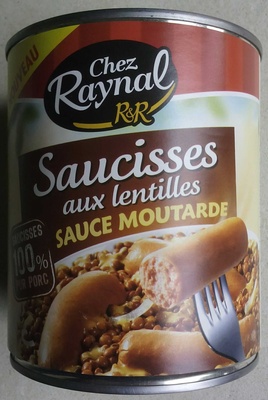 Saucisses aux lentilles sauce moutarde front packaging