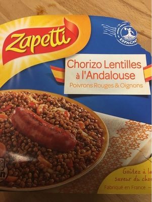 Chorizo Lentilles a L'andalouse Poivrons Rouge & Oignons front packaging