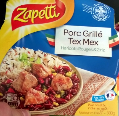 Porc grille tex mex haricots rouges & 2 riz front packaging