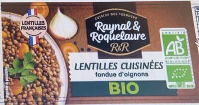 Lentilles cuisinées bio fondue d'oignons front packaging