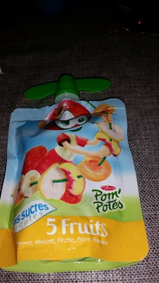 Gourde 5 fruits (pomme, abricot, pêche, poire, banane)