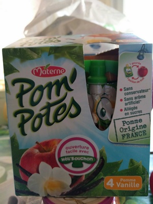 POM'POTES Compotes Gourdes Pomme Vanille 4x90g