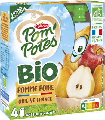 POM'POTES Compotes Gourdes BIO Pomme Poire 4x90g