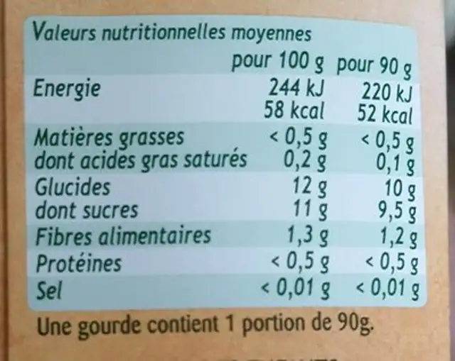 POM'POTES Compotes Gourdes Recettes du Monde Marrakech 4x90g nutrition facts table