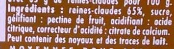 Confipote reine-Claude  ingredients label
