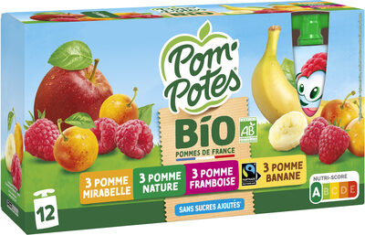 POM'POTES Compotes Gourdes BIO Multivariétés 12x90g front packaging