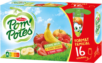 POM'POTES Compotes Pomme, P. Ban, P. Frs 16x90g Format Familial