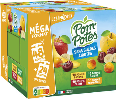 POM'POTES Compotes Gourdes Multivariétés 72x90g 48+24 Offertes