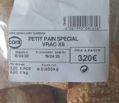 Petit pain spécial vrac X8 front packaging