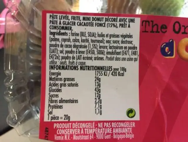 Doony’s ingredients label